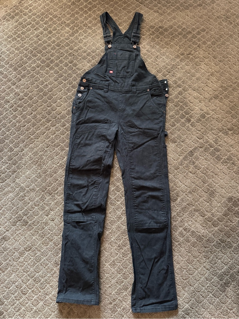 Dickies Black Women's Denim Overalls with Bib Pocket - Picture 2 of 3